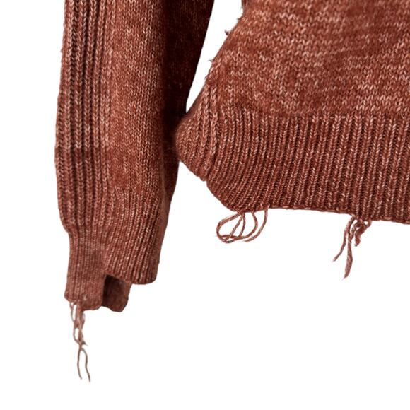 Splendid Revolve Womens Distressed Sweater SZ M Red High Low Cozy Boxy Oversized - Picture 5 of 10